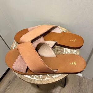 Nantucket Sole Italian Pink & Tan Leather Sandals